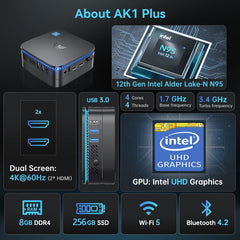 KAMRUI AK1 Plus Intel Alder Lake-N N95 Mini PC