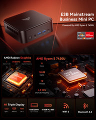 KAMRUI E3B AMD Ryzen 5 7430U Mini PC